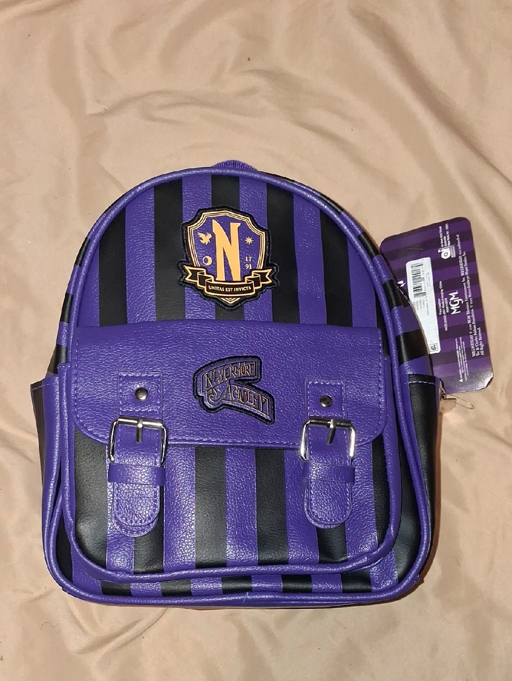 Nevermore Academy Purple & Black Stripe Mini Backpack